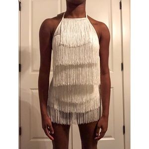 White Fringe Romper